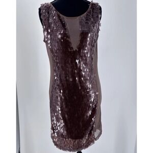 Lucy and co Y2K Brown Sequin cocktail Mini dress Medium Glam Party Prom Disco‎